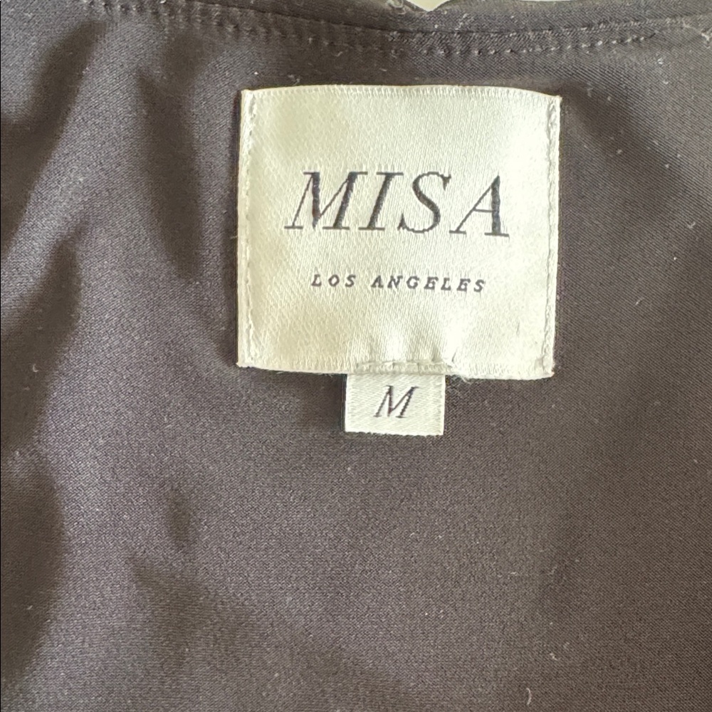 MISA Los Angeles Teget Black Knotted Twist Bell Sleeeve Jersey Knit Dress size M - Picture 4 of 7